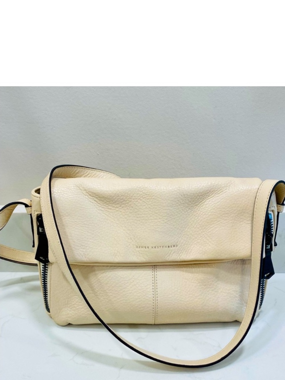 Aimee Kestenberg Bali Leather Cream Crossbody Bag EUC